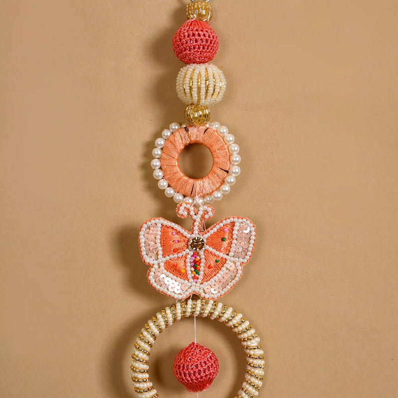 Handcrafted Butterfly Door Hanging Peach Set of 2