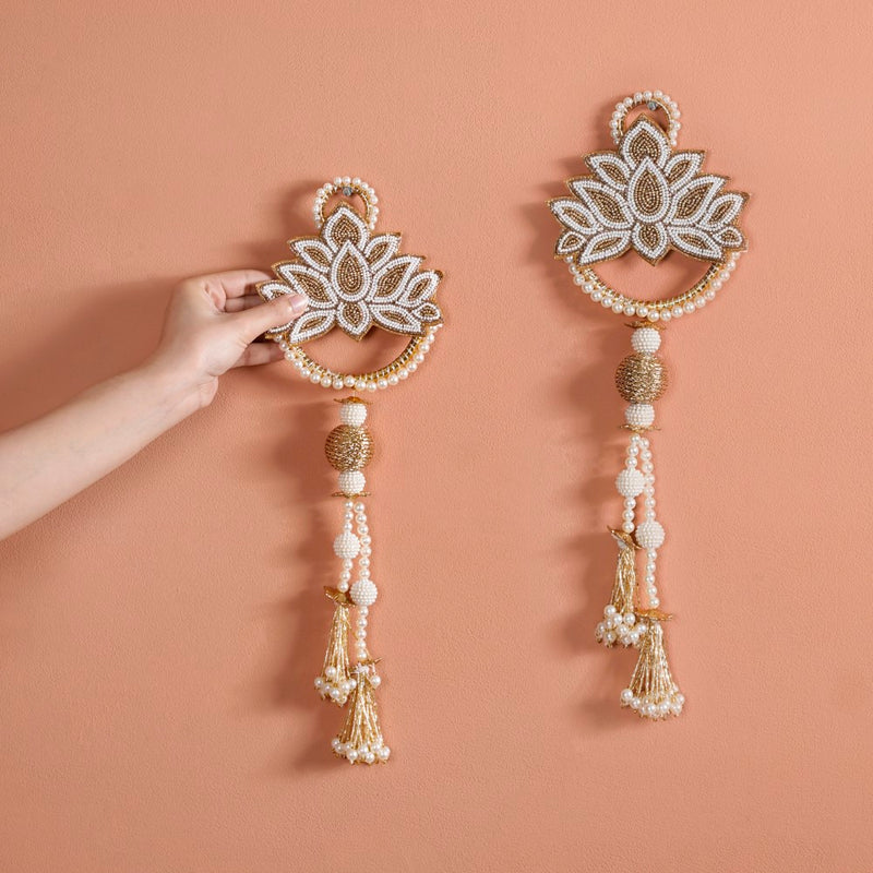 Lotus Door Hanging Set of 2 White