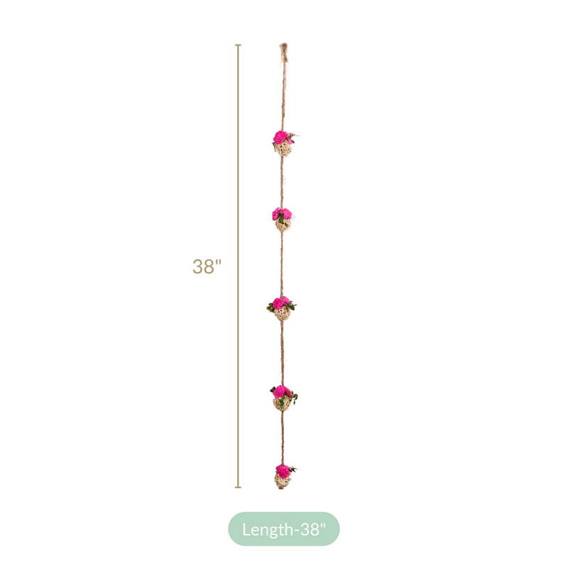 Dainty Dried Flower Wall Hanging Sustainable Set Of 6 Pink- Sustainable Dried Flowers, Wall Hanging Set, Pink Flower Decor, Wall Hangings Set