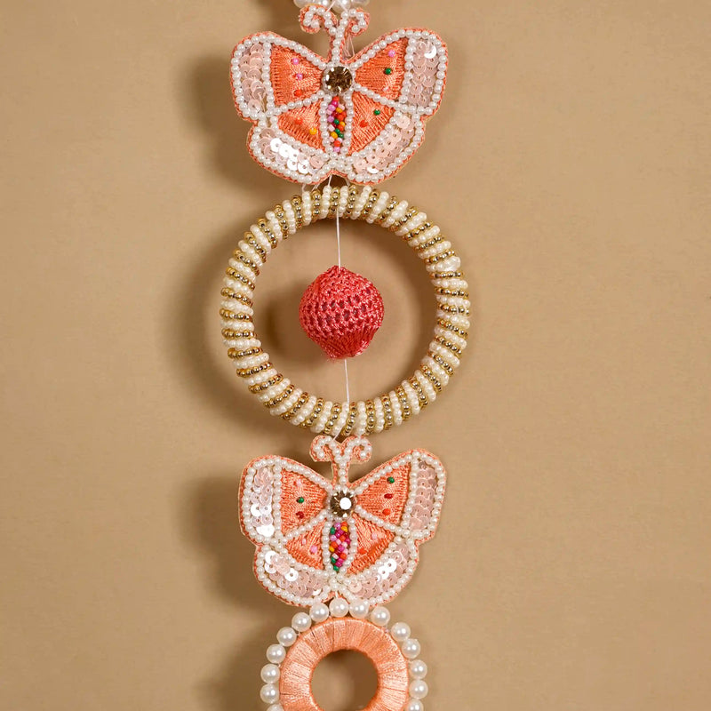 Handcrafted Butterfly Door Hanging Peach Set of 2