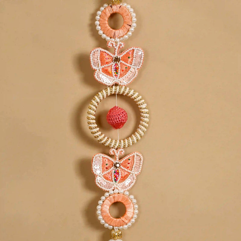 Handcrafted Butterfly Door Hanging Peach Set of 2