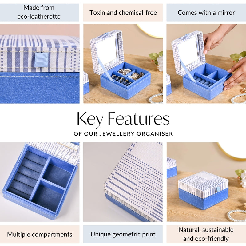 Dots And Dash Multi Section Jewellery Box With Mirror