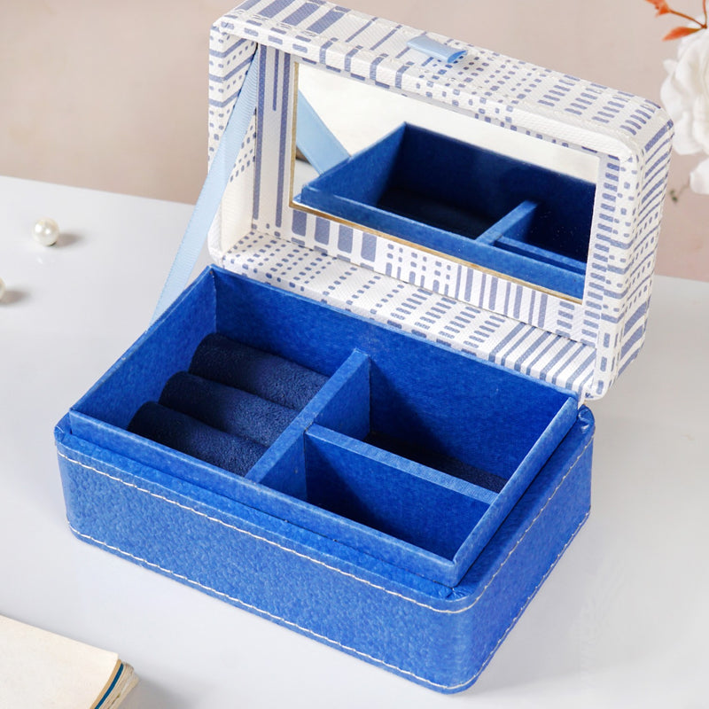 Dots And Dash Portable Jewellery Box With Mirror