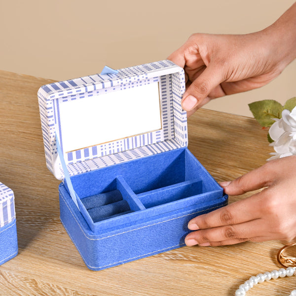 Dots And Dash Portable Jewellery Box With Mirror