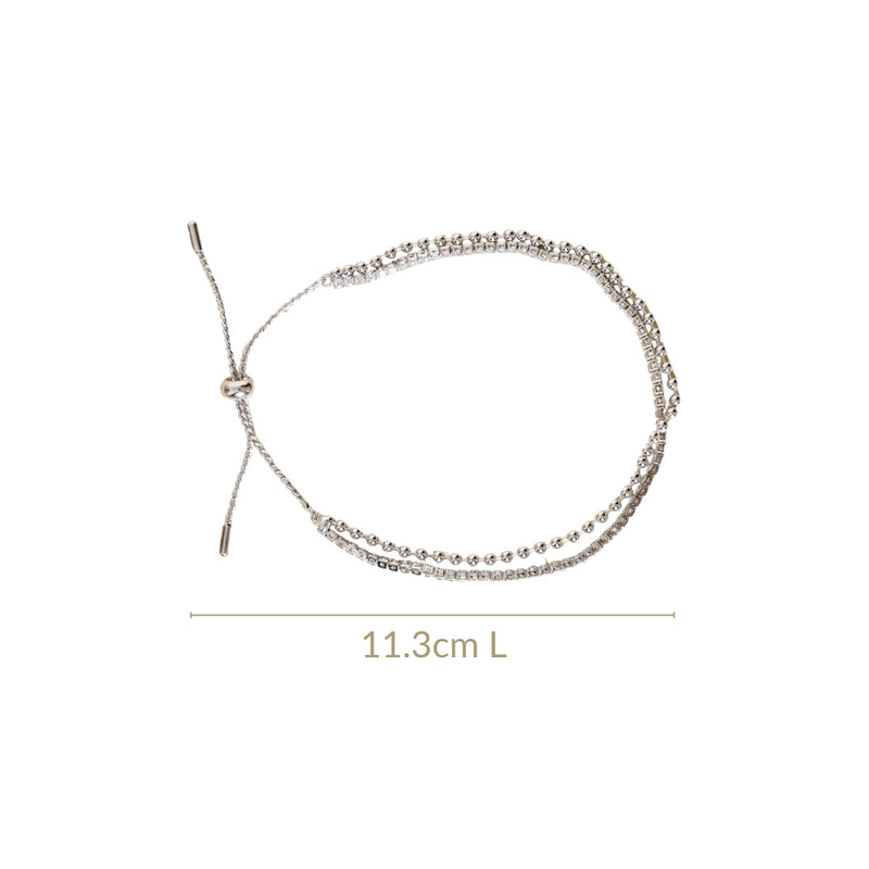Double Layered Silver Sliding Knot Bracelet