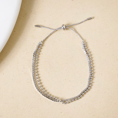 Double Layered Silver Sliding Knot Bracelet
