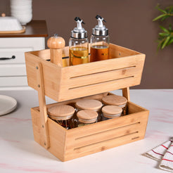 Double Tier Bamboo Storage Basket