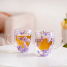 Double Wall Flower Inside Glass Insulated Mug Set Of 2 350ml