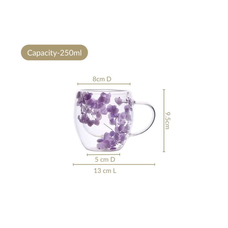 Double Walled Coffee Mug Lavender Pair 250ml