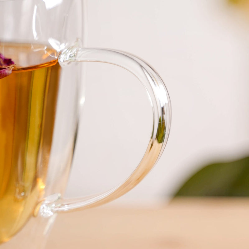 Double Walled Glass Trophy Coffee Mug Set Of 2 350ml