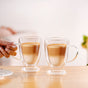Double Walled Glass Trophy Coffee Mug Set Of 2 350ml