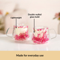 Double Walled Pink Flowers Coffee Mug Set Of 2 180ml