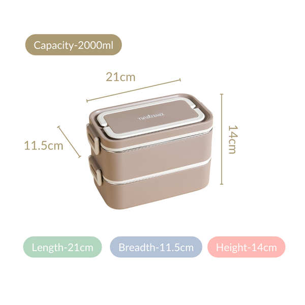 Ninja Leakproof Double Decker Bento Box For Lunch Beige 2000ml