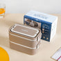 Double Decker Food Container For Office Beige 2000ml