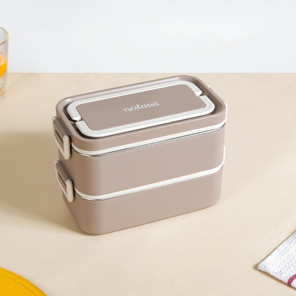 Ninja Leakproof Double Decker Bento Box For Lunch Beige 2000ml