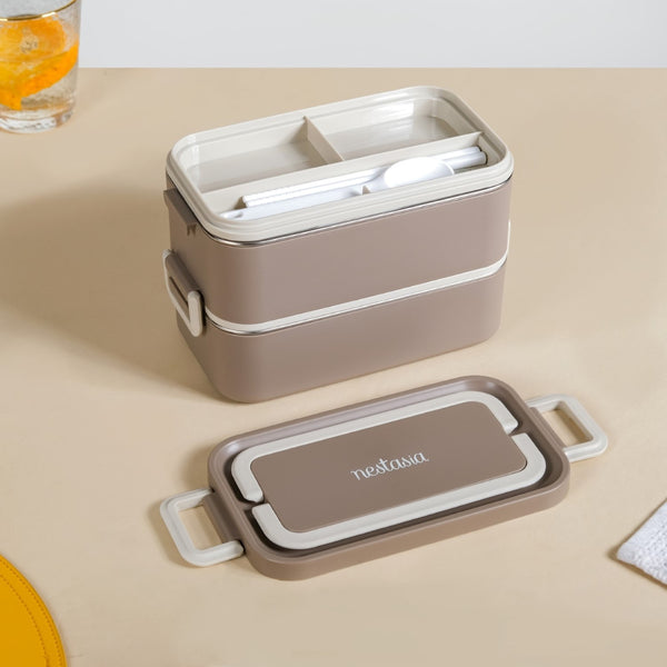 Ninja Leakproof Double Decker Bento Box For Lunch Beige 2000ml