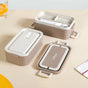 Double Decker Food Container For Office Beige 2000ml