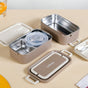 Double Decker Food Container For Office Beige 2000ml