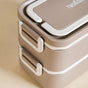 Double Decker Food Container For Office Beige 2000ml