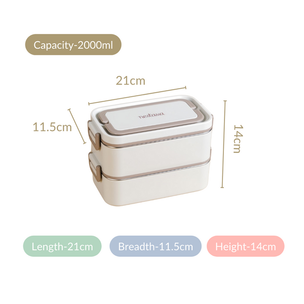 Bento Tiffin Box For Kids Beige 2000ml