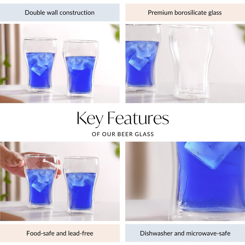 Double Wall Beer Glass Set Of 2 350ml