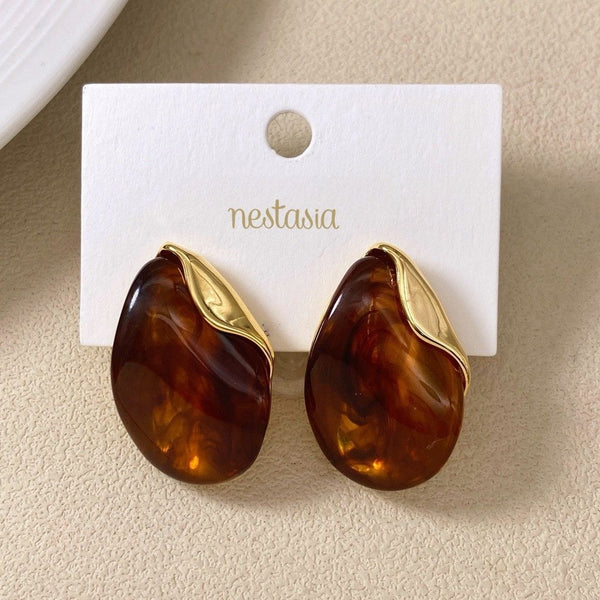 Amber Gemstone Drop Earrings