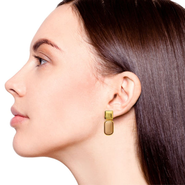 Soft Beige And Gold Earrings