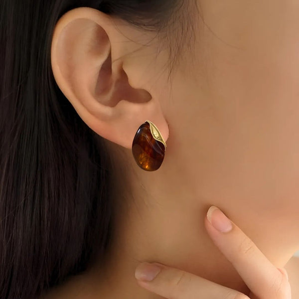 Amber Gemstone Drop Earrings