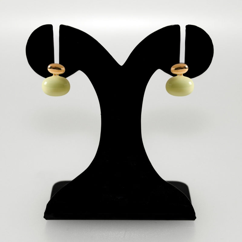 Oval Front Back Drop Earrings Green