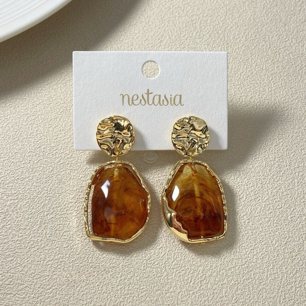 Marble Veil Dangle Earrings Amber