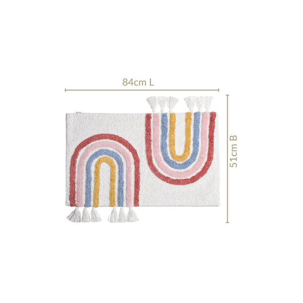 Rainbows With Tassels Cotton Anti Slip Floor Mat 84x51cm
