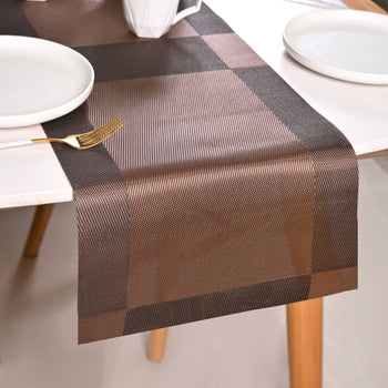 Dual Tone Reversible Table Runner Brown 180x30cm