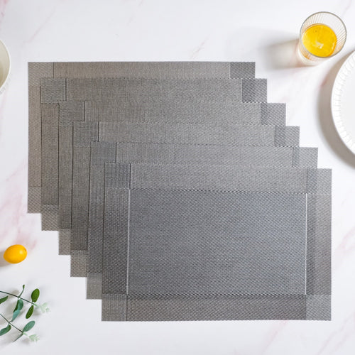 Dual Tone Grey Reversible Dining Table Mats Set Of 6