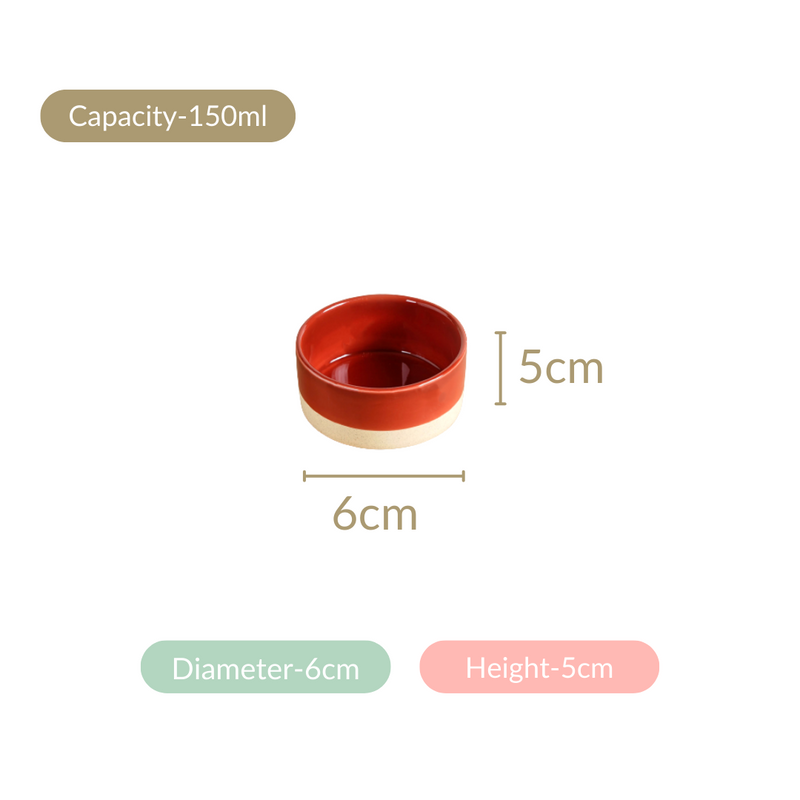 Glazed Ceramic Bowls Set Of 4 Amber Clay 150ml - Dessert bowl, ceramic bowl set, small bowls, ice cream bowl