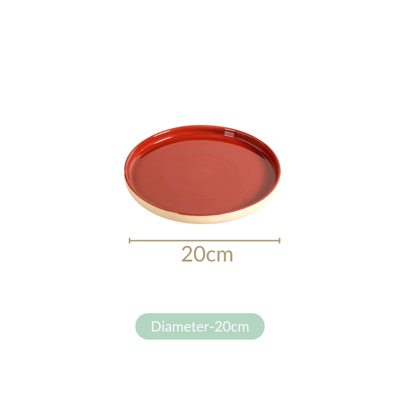 Set Of 4 Stoneware Snack Plates 8 Inch Amber Clay - Snack plates, small plates, ceramic snack plates, side plates, snack plates set