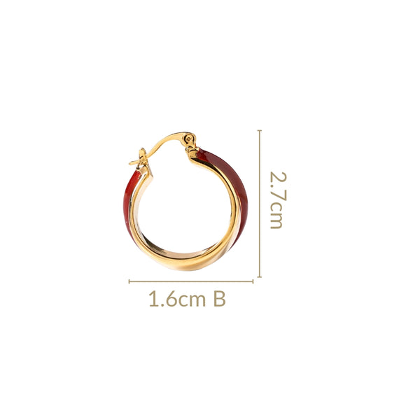 Dual Hoop Earrings Maroon