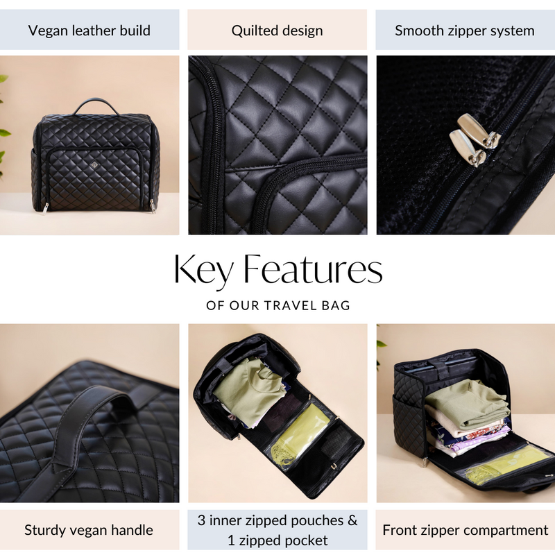 Black Quilted Travel Bag