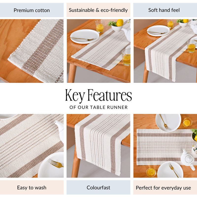 Dune Weave Fringed Table Runner 180x33cm