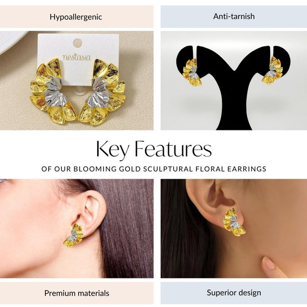 Blooming Gold Sculptural Floral Earrings