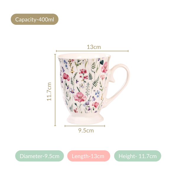 Wildflower Whispers Ceramic Coffee Mug Set Of 2 Pink 400ml