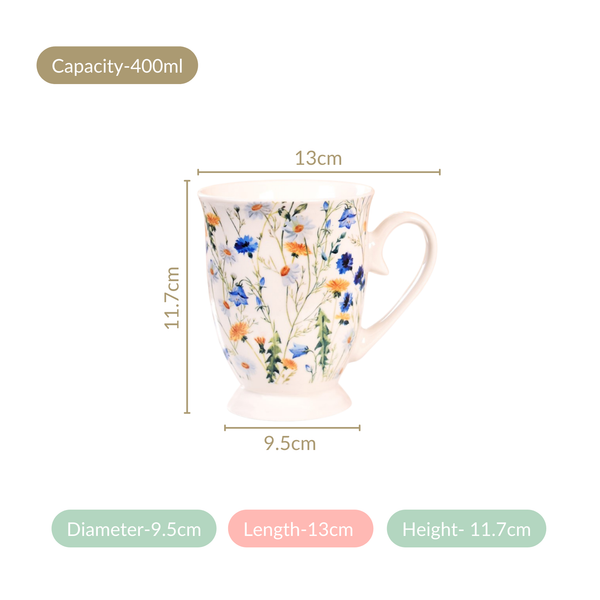 Victorian Garden Ceramic Coffee Mug Set Of 2 Blue 400ml