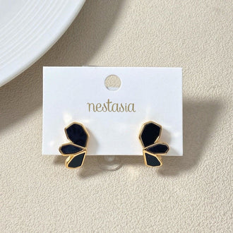 Black Blossom Gold Studs