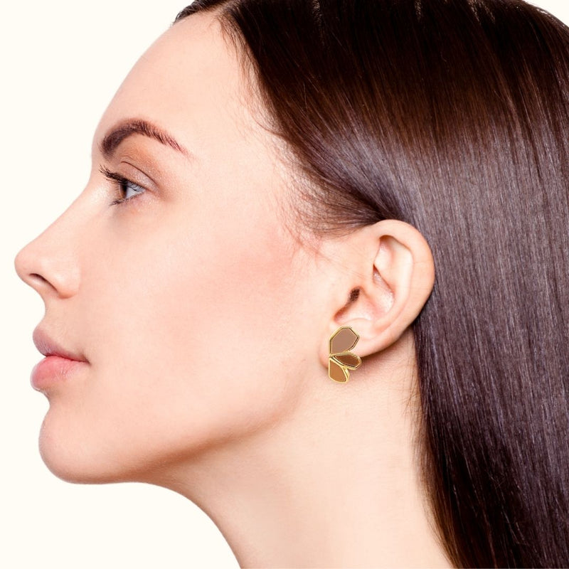 Earthy Blossom Gold Studs