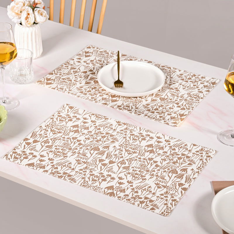 Earthy Blossoms Pure Cotton Table Mat Set Of 6