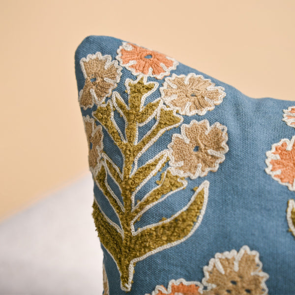 Earthy Botanical Embroidered Cushion Cover 40x40cm