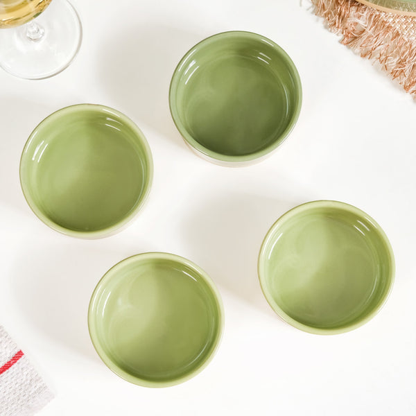 Earthy Sage Green Stoneware Small Bowls Set Of 4 150ml