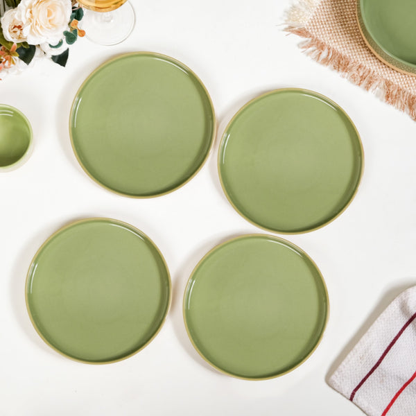 Earthy Sage Green Stoneware Snack Plates Set Of 4 8 Inch