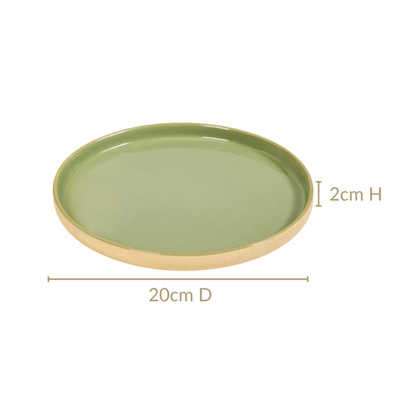 Earthy Sage Green Stoneware Snack Plates Set Of 4 8 Inch