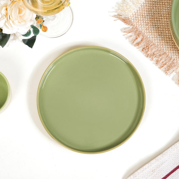 Earthy Sage Green Stoneware Snack Plates Set Of 4 8 Inch