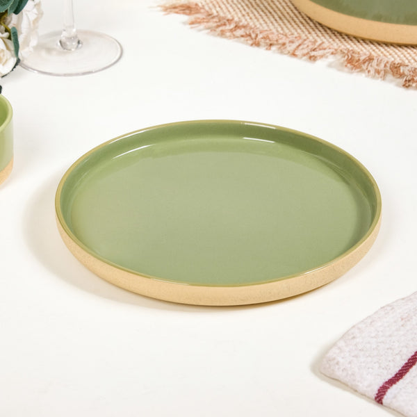 Earthy Sage Green Stoneware Snack Plates Set Of 4 8 Inch